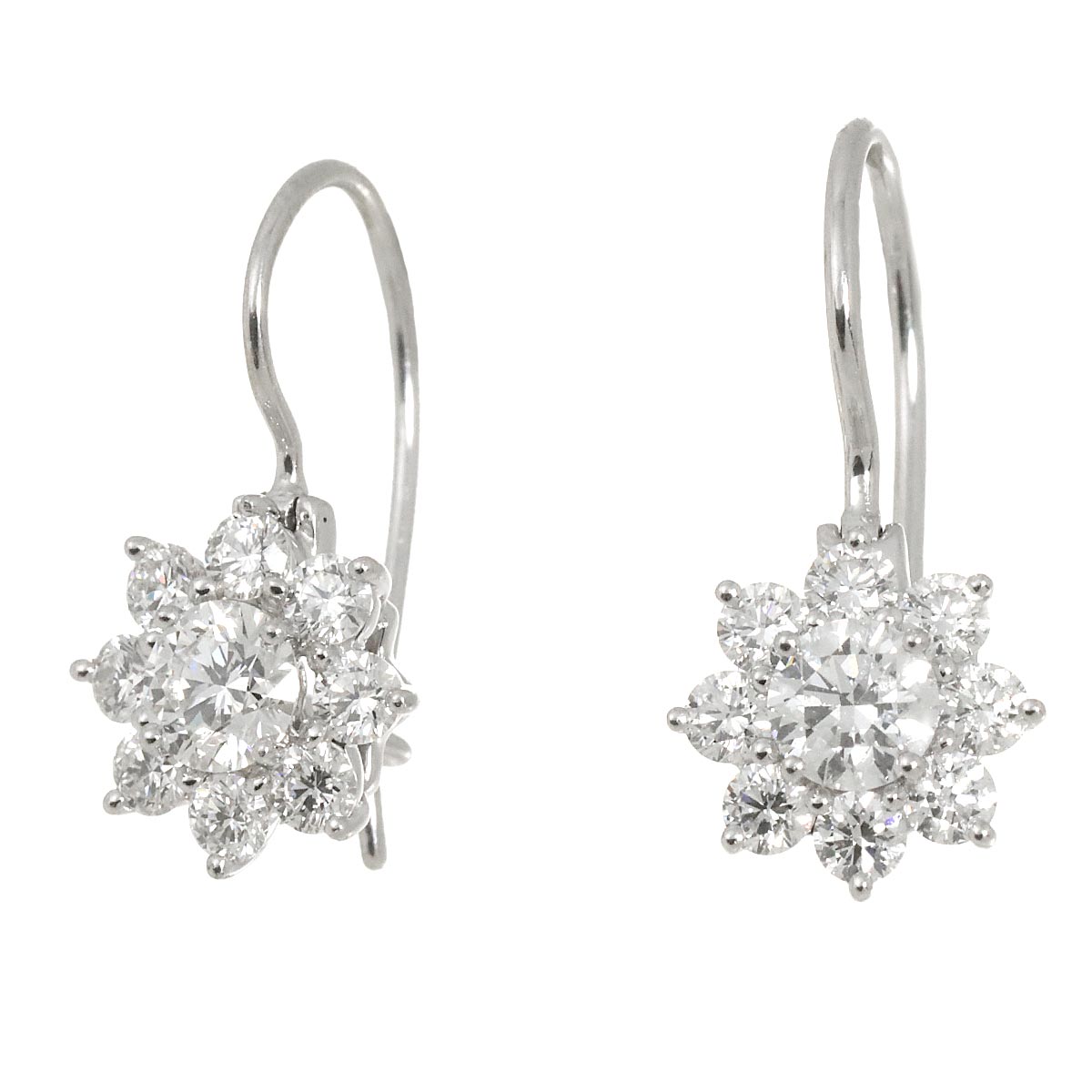 Flower Diamond 0.36ct Mini Earrings Pierced Pt