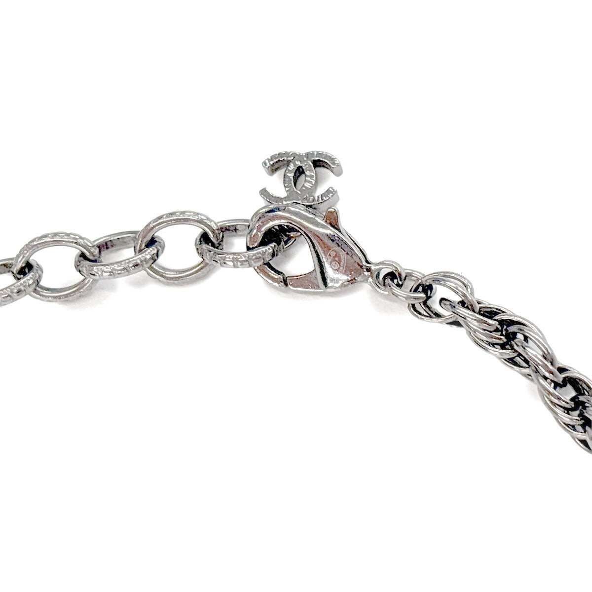 Round Coco Logos Pearl motif Necklace Gunmetallic A17A Accessory