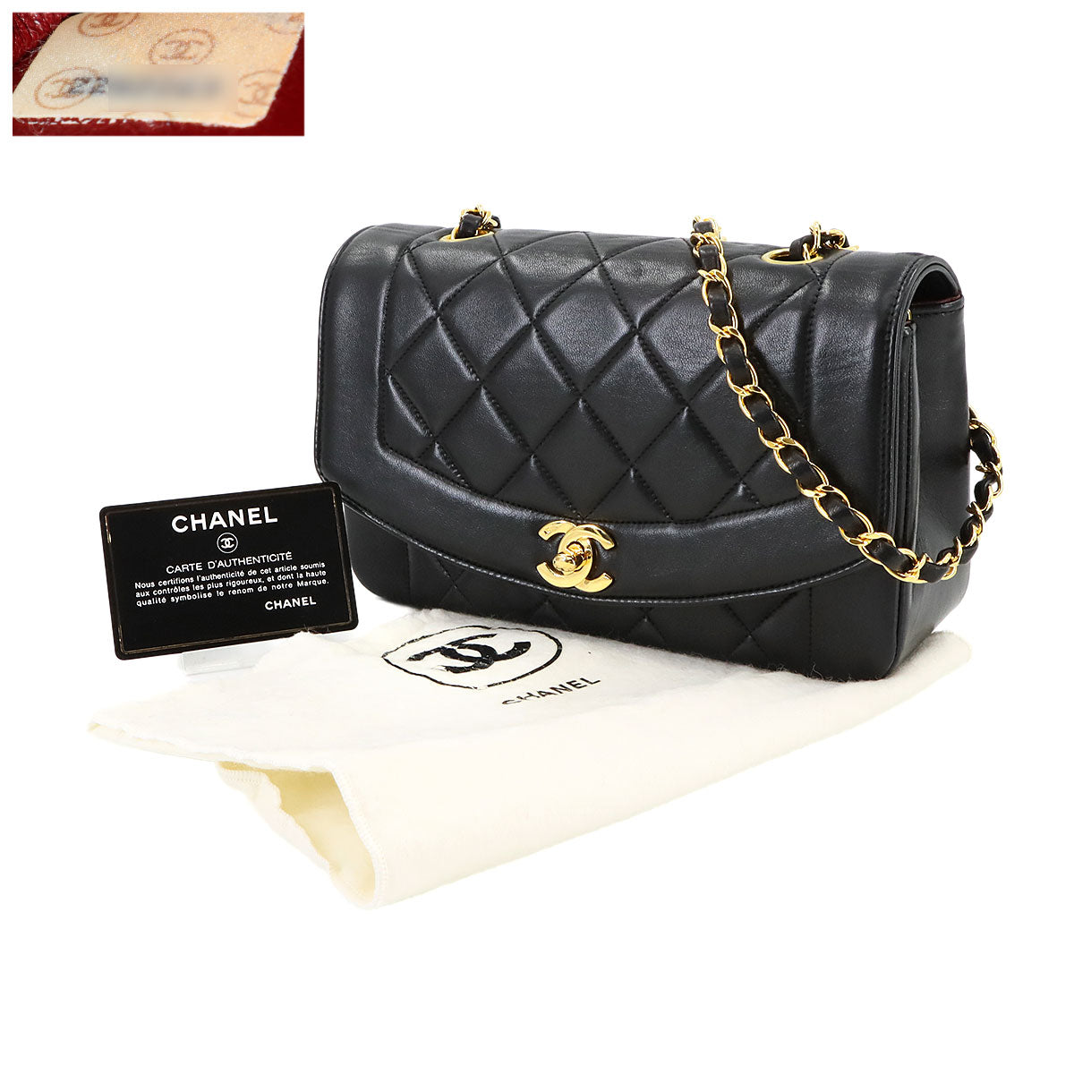 Diana Matelasse 22 Chain Shoulder Bag Leather A01164 Vintage