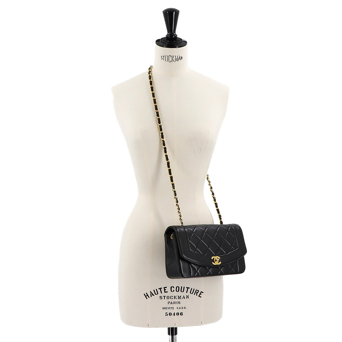 Diana Matelasse 22 Chain Shoulder Bag Leather A01164 Vintage