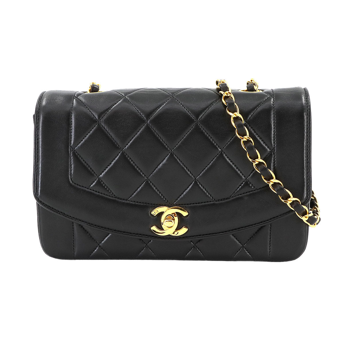 Diana Matelasse 22 Chain Shoulder Bag Leather A01164 Vintage