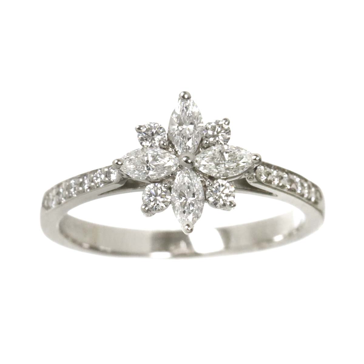Diamond Flower Ring Platinum Size4.75-5(US)