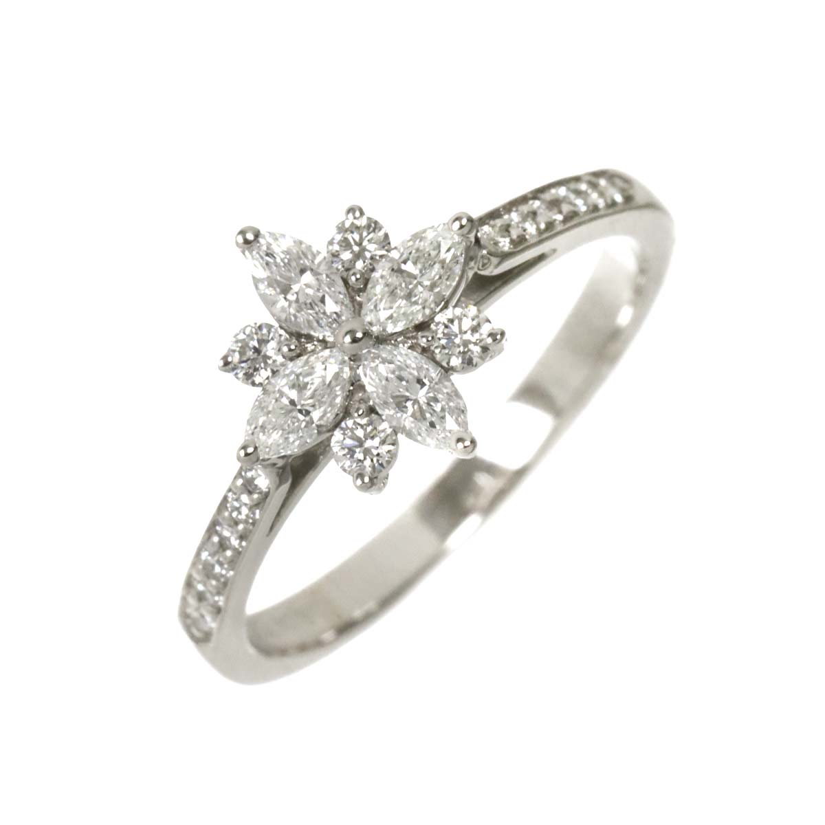 Diamond Flower Ring Platinum Size4.75-5(US)