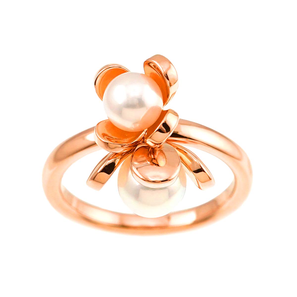 MIKIMOTO Akoya Pearl 6.3-5.4mm Ring 18K PG 750 Size5.5-5.75(US)
