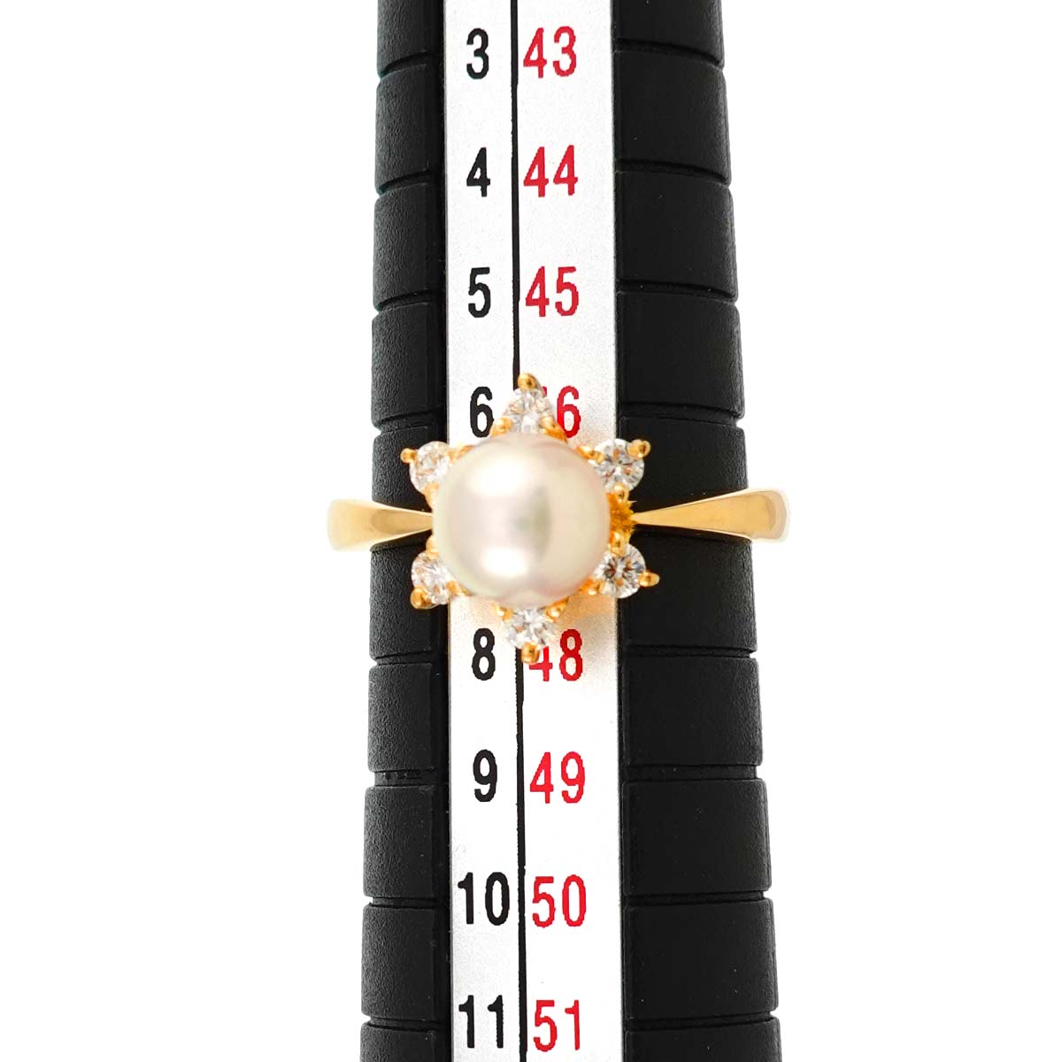 MIKIMOTO Akoya Pearl 6.3mm Diamond Ring 18K YG 750 size4(US)