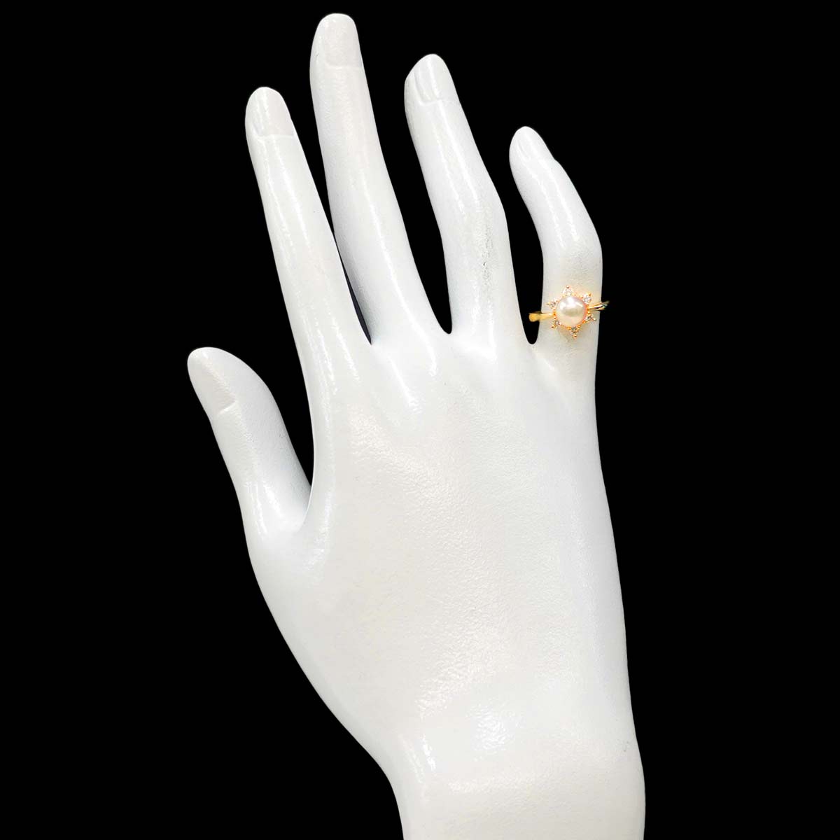 MIKIMOTO Akoya Pearl 6.3mm Diamond Ring 18K YG 750 size4(US)