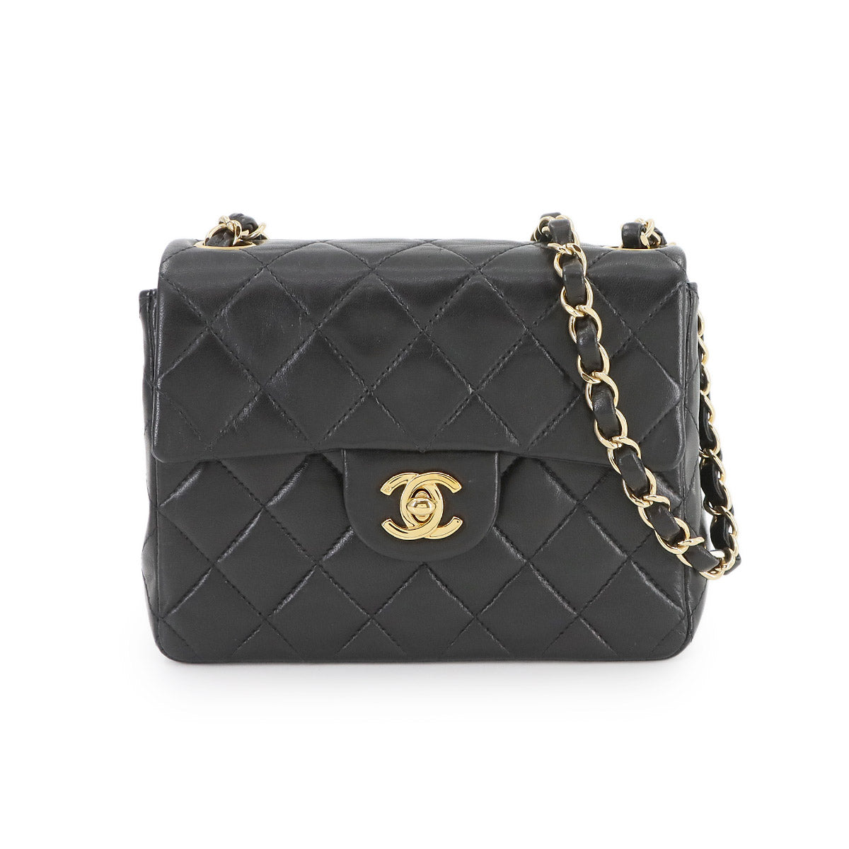 Mini Matelasse Chain Shoulder Bag Leather Black A01115 Purse