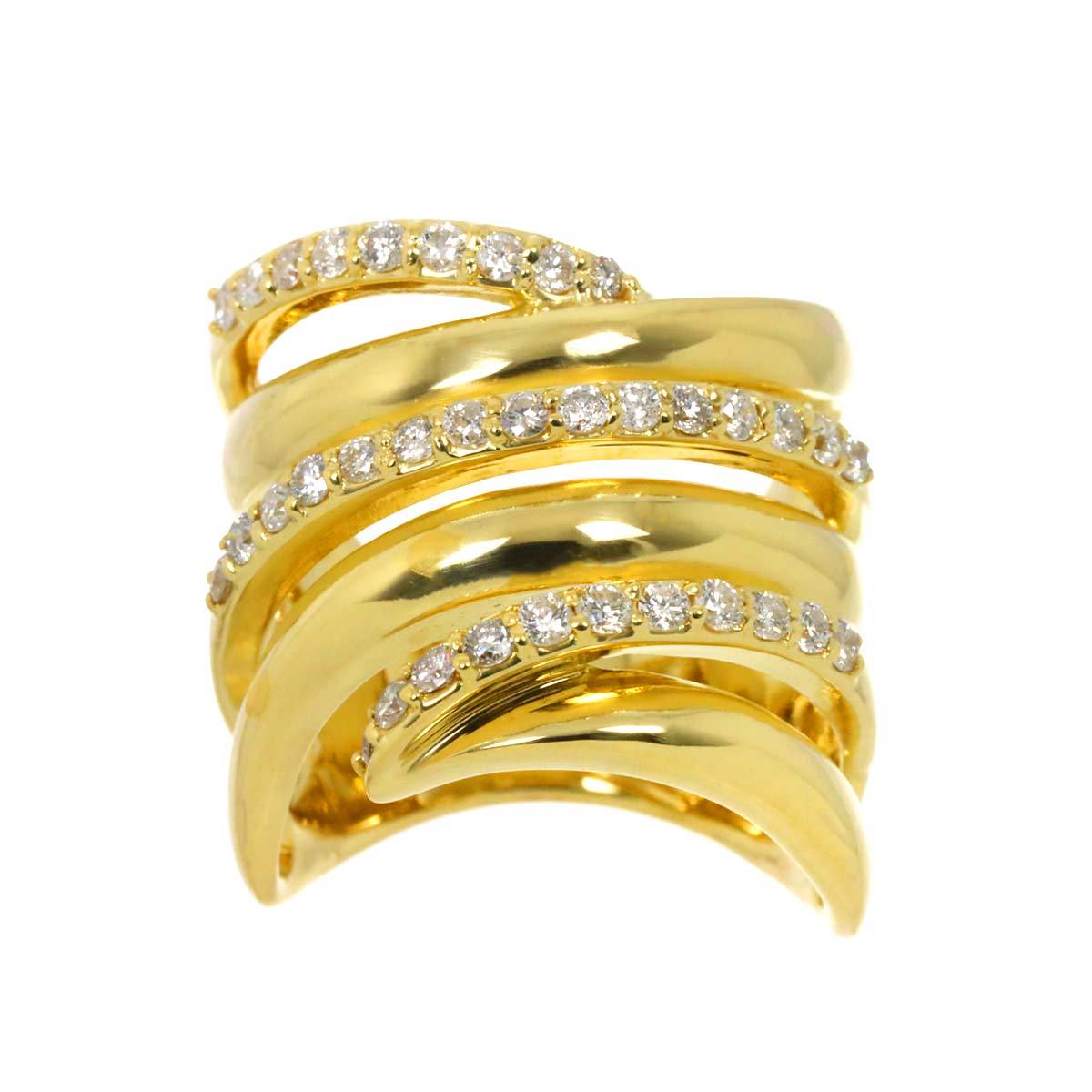 Diamond 0.65ct Ring 18K YG Yellow Gold 750 6-6.25(US)