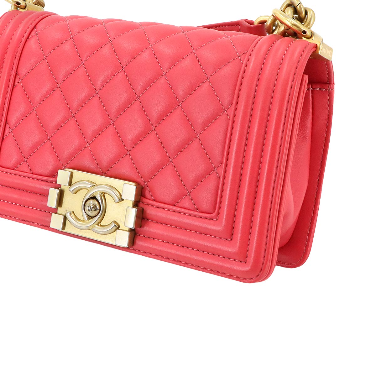 BOY CHANEL Small Chain Shoulder Bag Leather Pink A67085