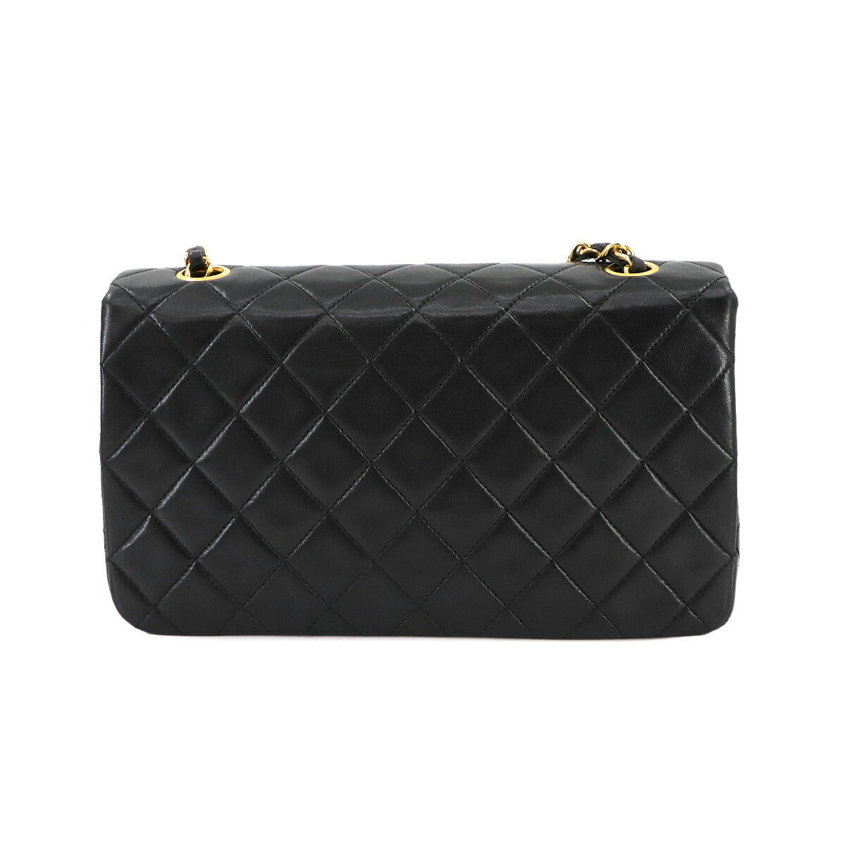 Matelasse Chain Shoulder Bag Leather Black Vintage Purse