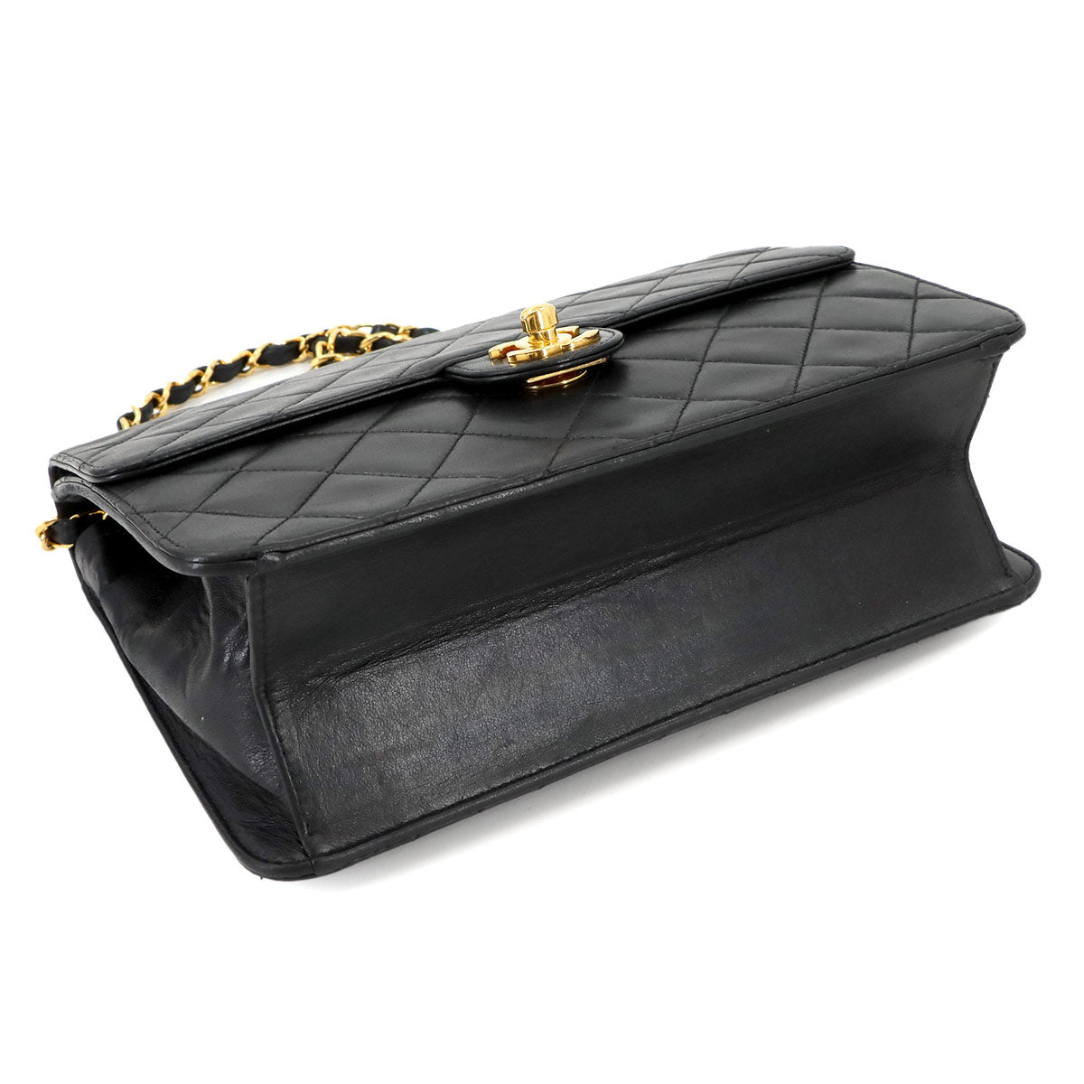 Matelasse Chain Shoulder Bag Leather Black Vintage Purse