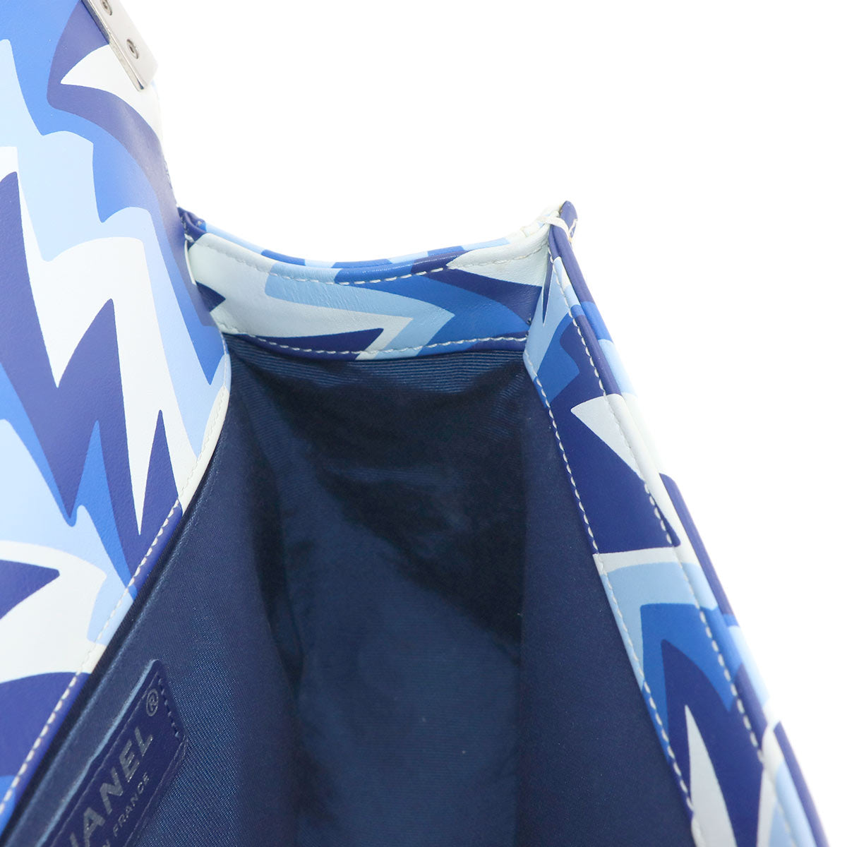 BOY CHANEL Chain Shoulder Bag Leather Blue White A67086