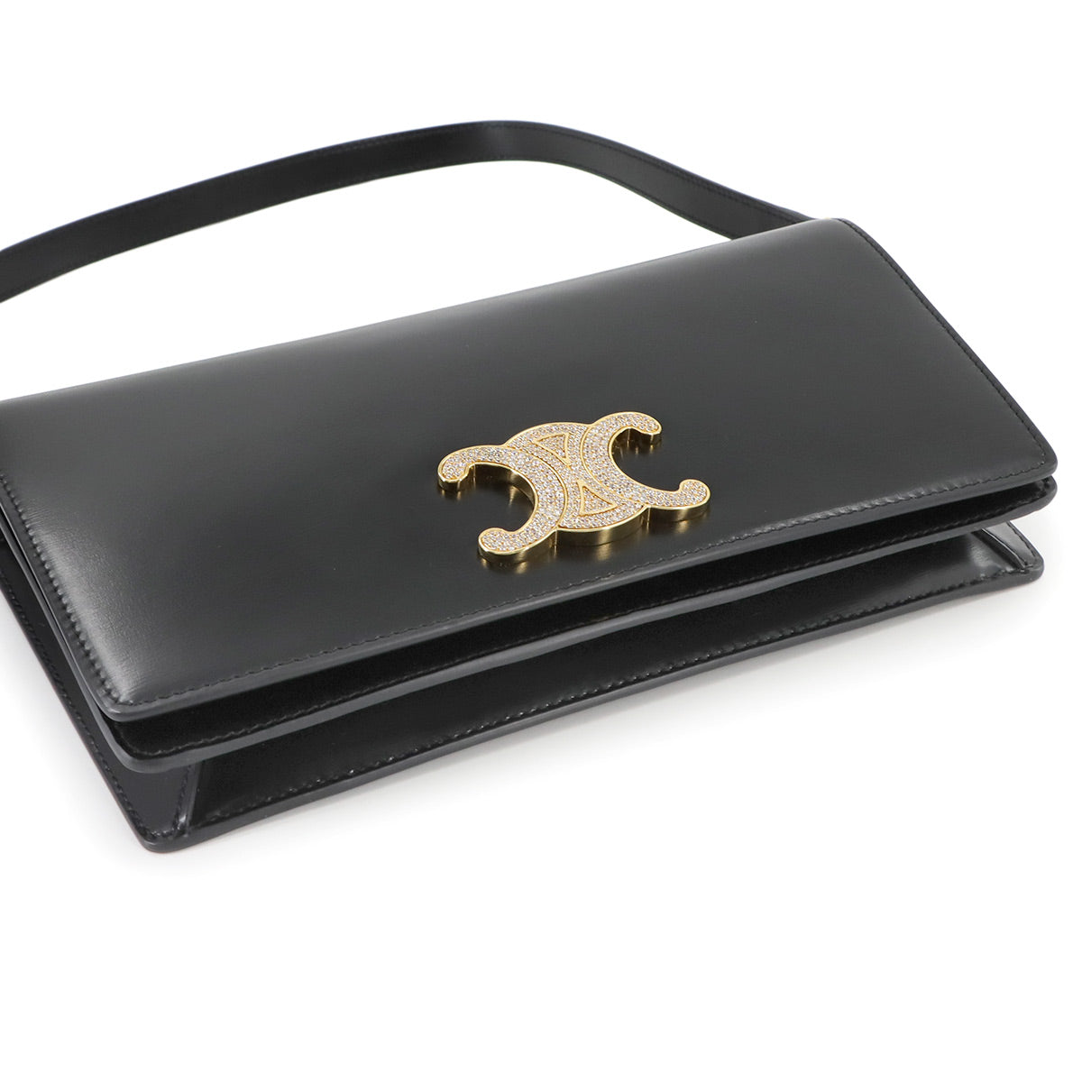 Triomphe Shoulder Bag Leather Black Purse