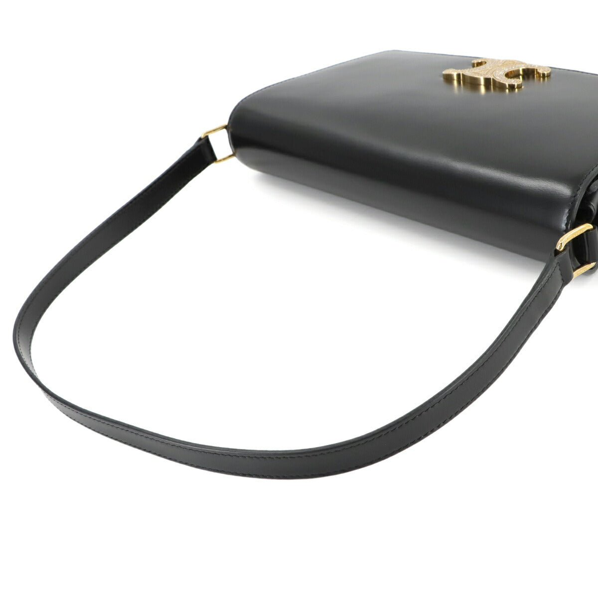 Triomphe Shoulder Bag Leather Black Purse