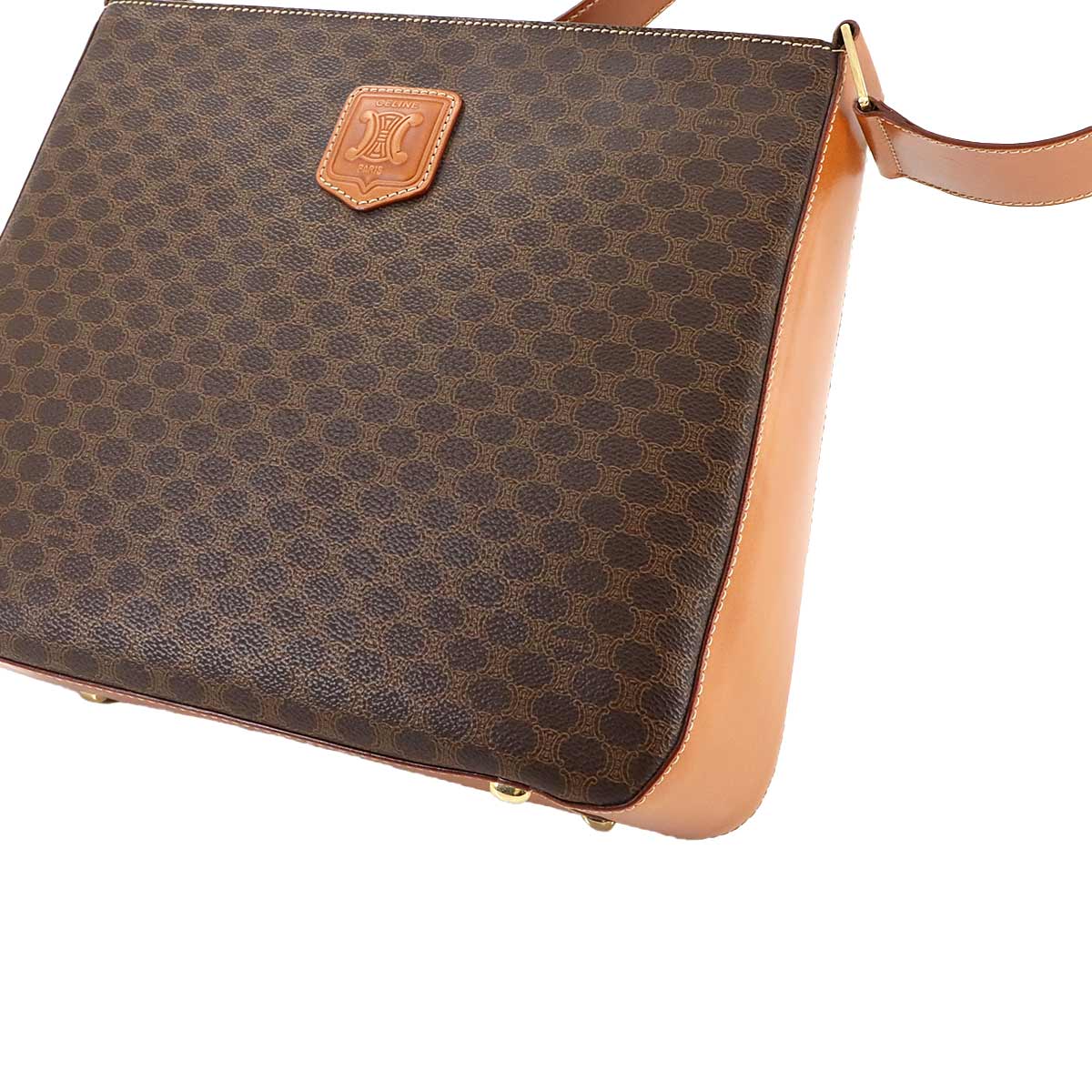 Macadam Shoulder Bag PVC Leather Brown Vintage Purse