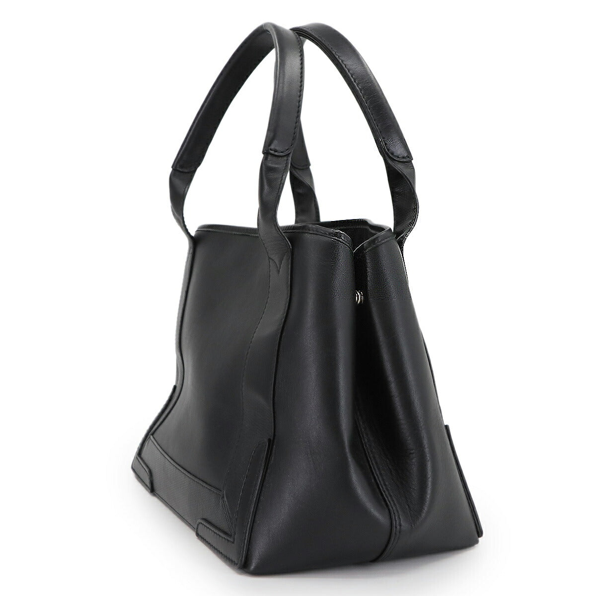 Navy Cabas Small Tote Bag Leather Black White 339933