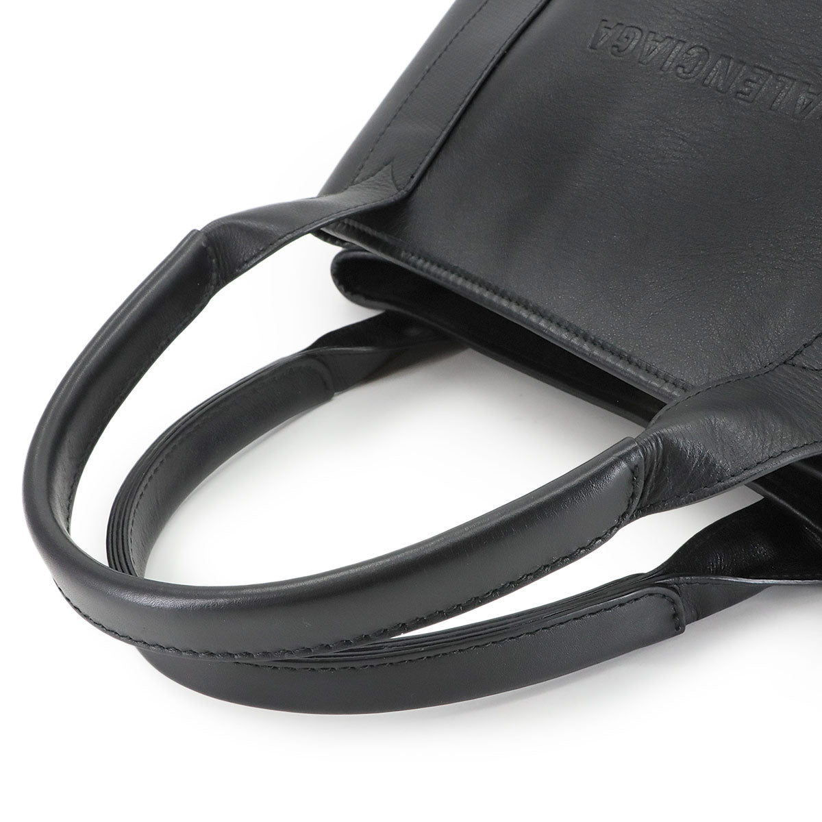 Navy Cabas Small Tote Bag Leather Black White 339933