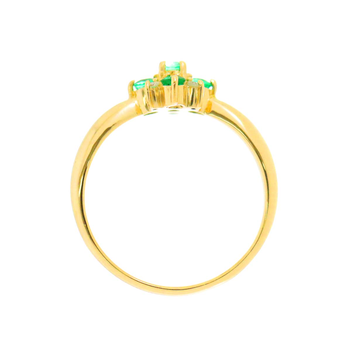 Emerald Diamond 0.04ct Ring 18K YG 750 size5.5-5.75((US)