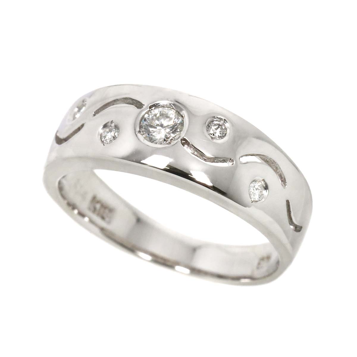 Diamond 0.14ct Ring 18K K18 WG White Gold size5.25(US)