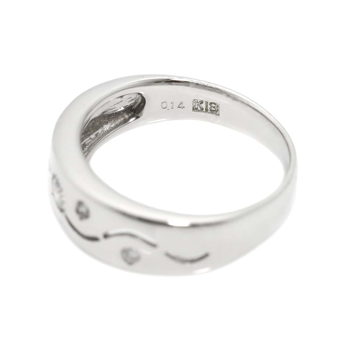 Diamond 0.14ct Ring 18K K18 WG White Gold size5.25(US)