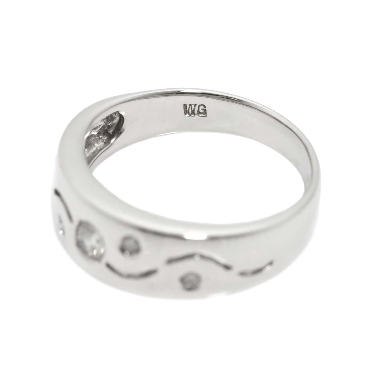 Diamond 0.14ct Ring 18K K18 WG White Gold size5.25(US)