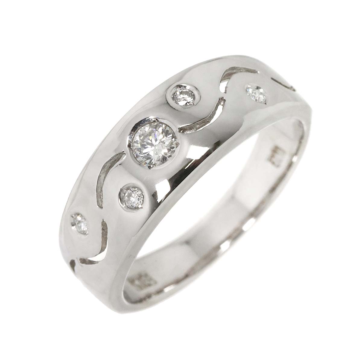 Diamond 0.14ct Ring 18K K18 WG White Gold size5.25(US)