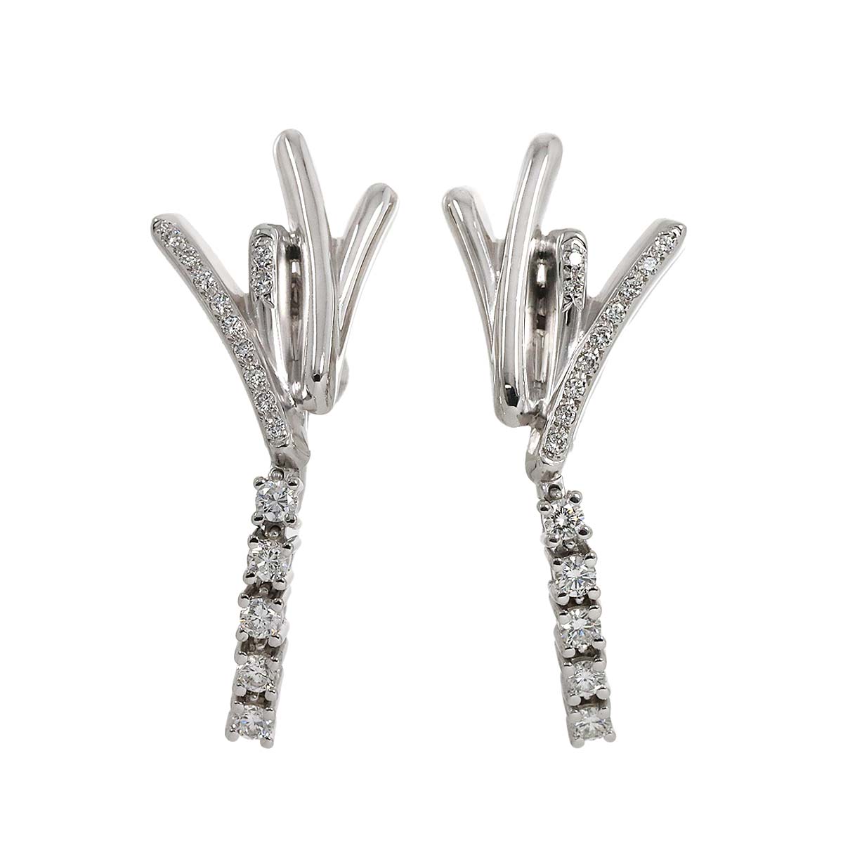 MIKIMOTO Diamond 0.33ct/0.33ct Earrings 14K White Gold 585