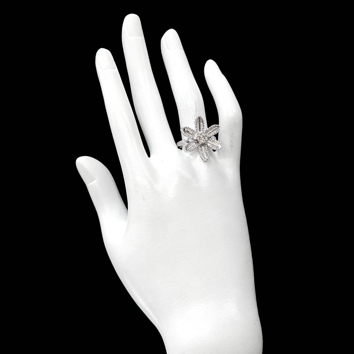Diamond 1.00ct Ring 18K K18 WG White Gold size8-8.25(US)