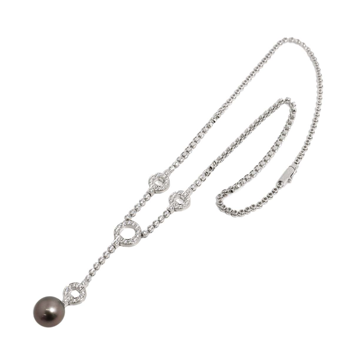 Black Pearl 12.8mm Diamond Necklace Pt