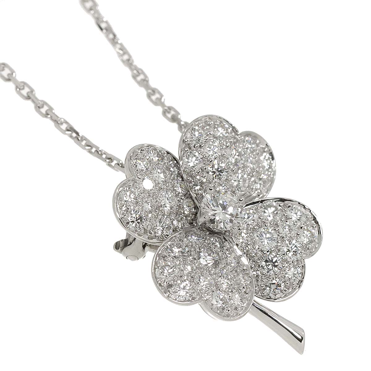 Diamond Necklace Brooch 18K White Gold 750