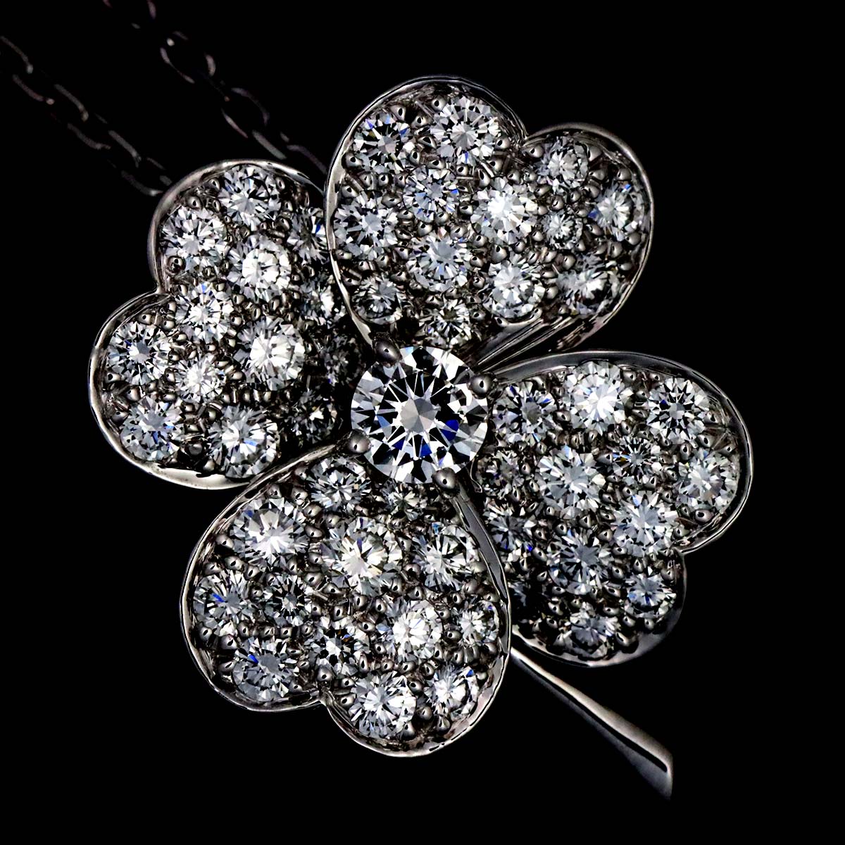 Diamond Necklace Brooch 18K White Gold 750