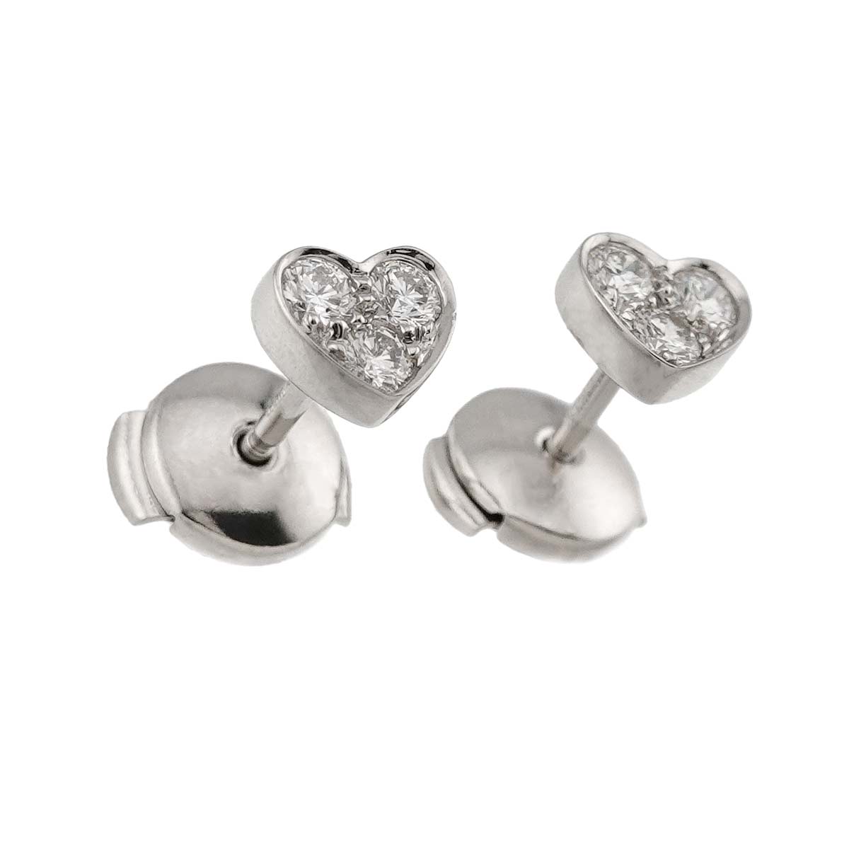 Sentimental Heart Diamond Earrings Pierced Pt
