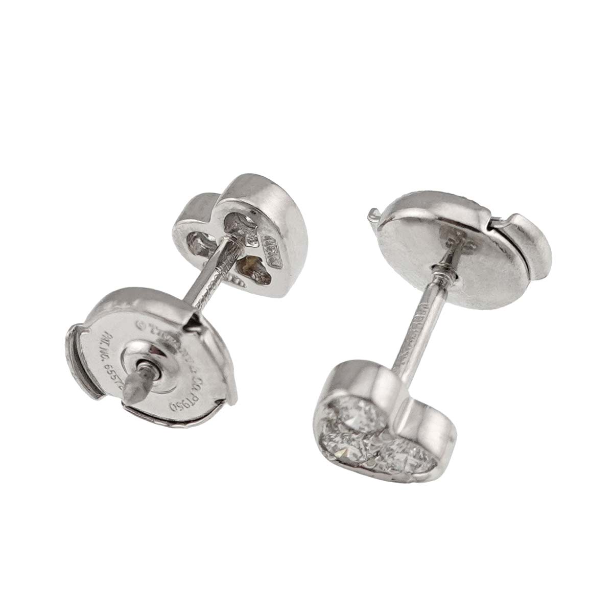 Sentimental Heart Diamond Earrings Pierced Pt