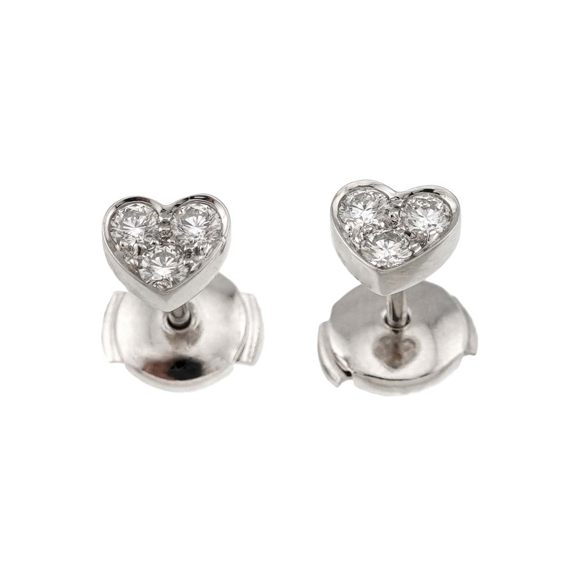 Sentimental Heart Diamond Earrings Pierced Pt