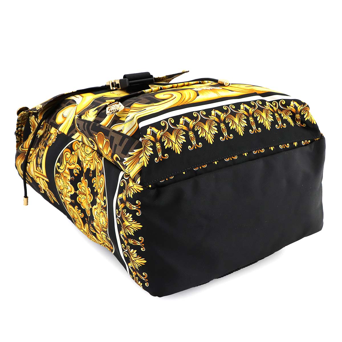 FENDACE Backpack Nylon Leather Black Yellow 7VZ066 Purse