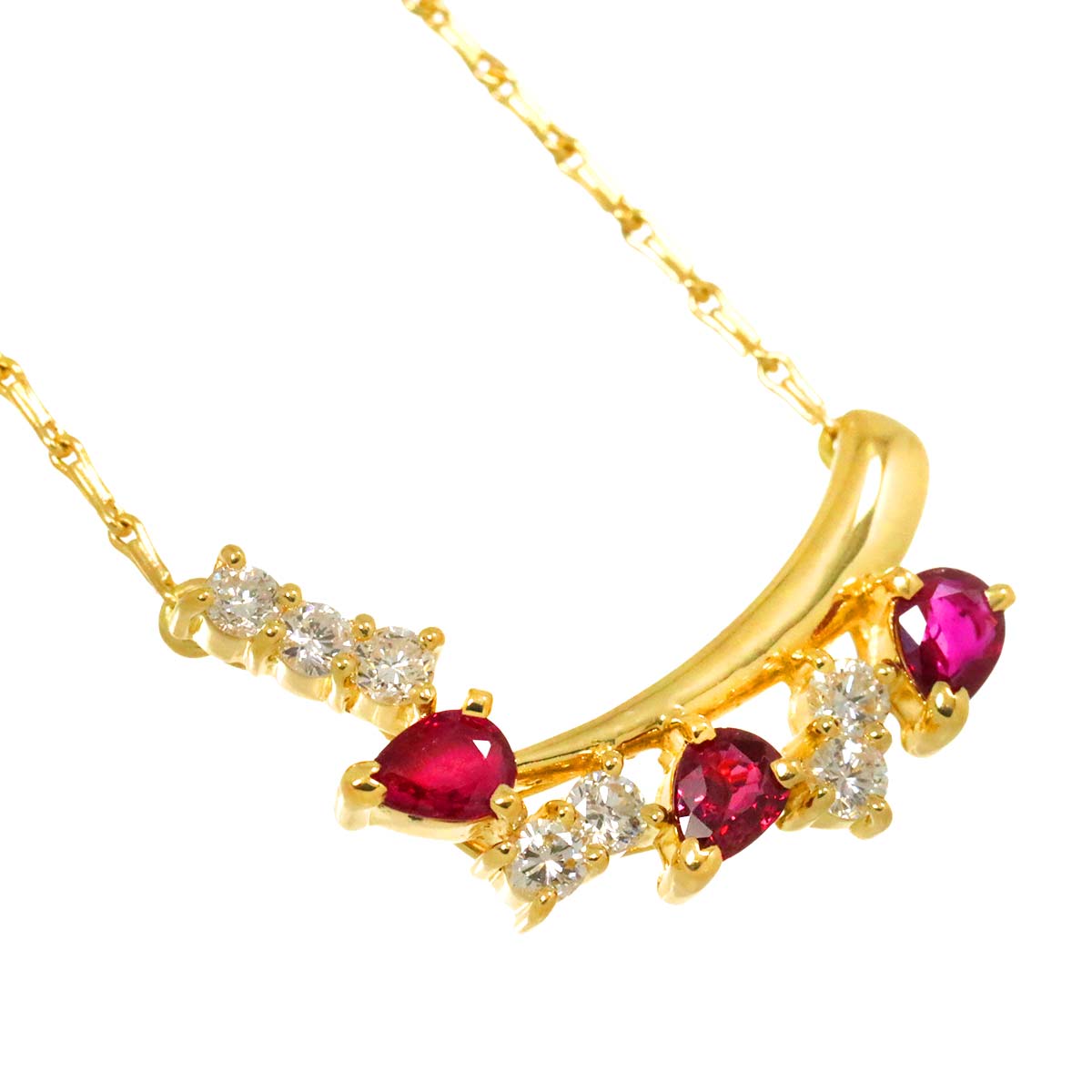 Ruby 0.48ct Diamond 0.25ct Necklace 18K 18K Yellow Gold 750