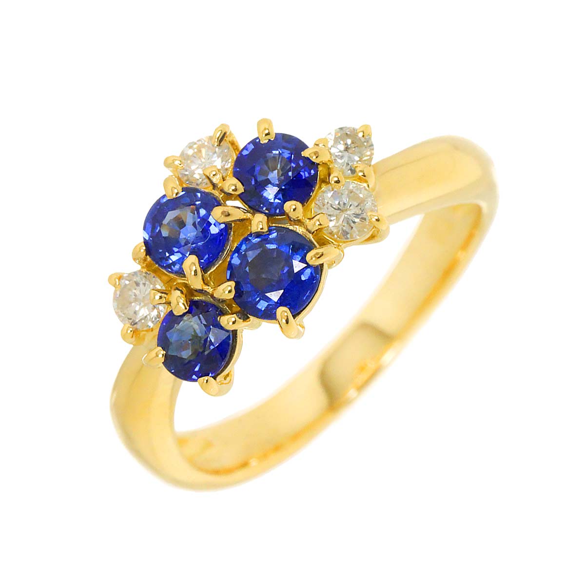 Sapphire 1.00ct Diamond 0.23ct Ring 18K 750 5.75-6(US)