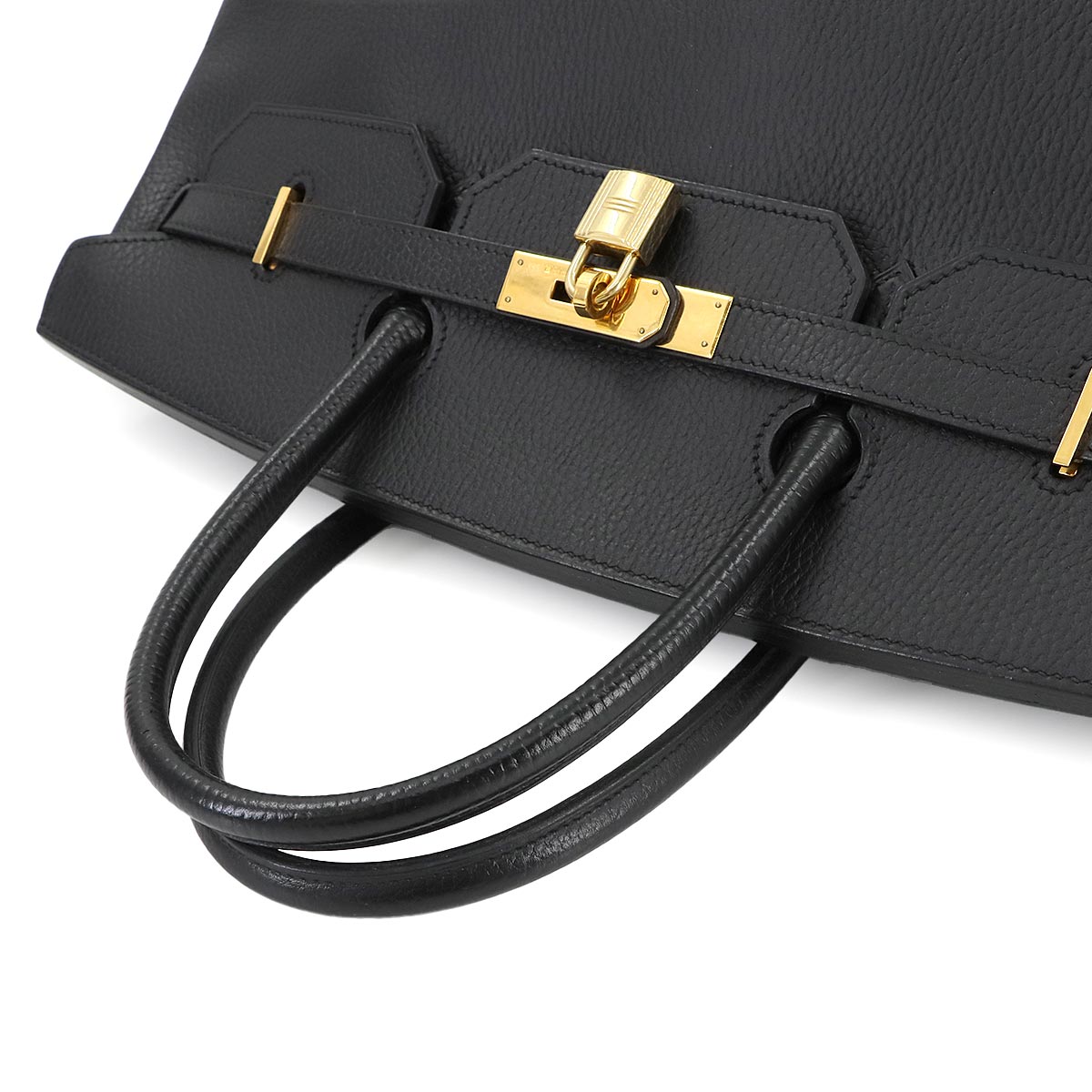 HERMES Birkin 40 Hand Bag Ardennes Leather Black Vintage Purse