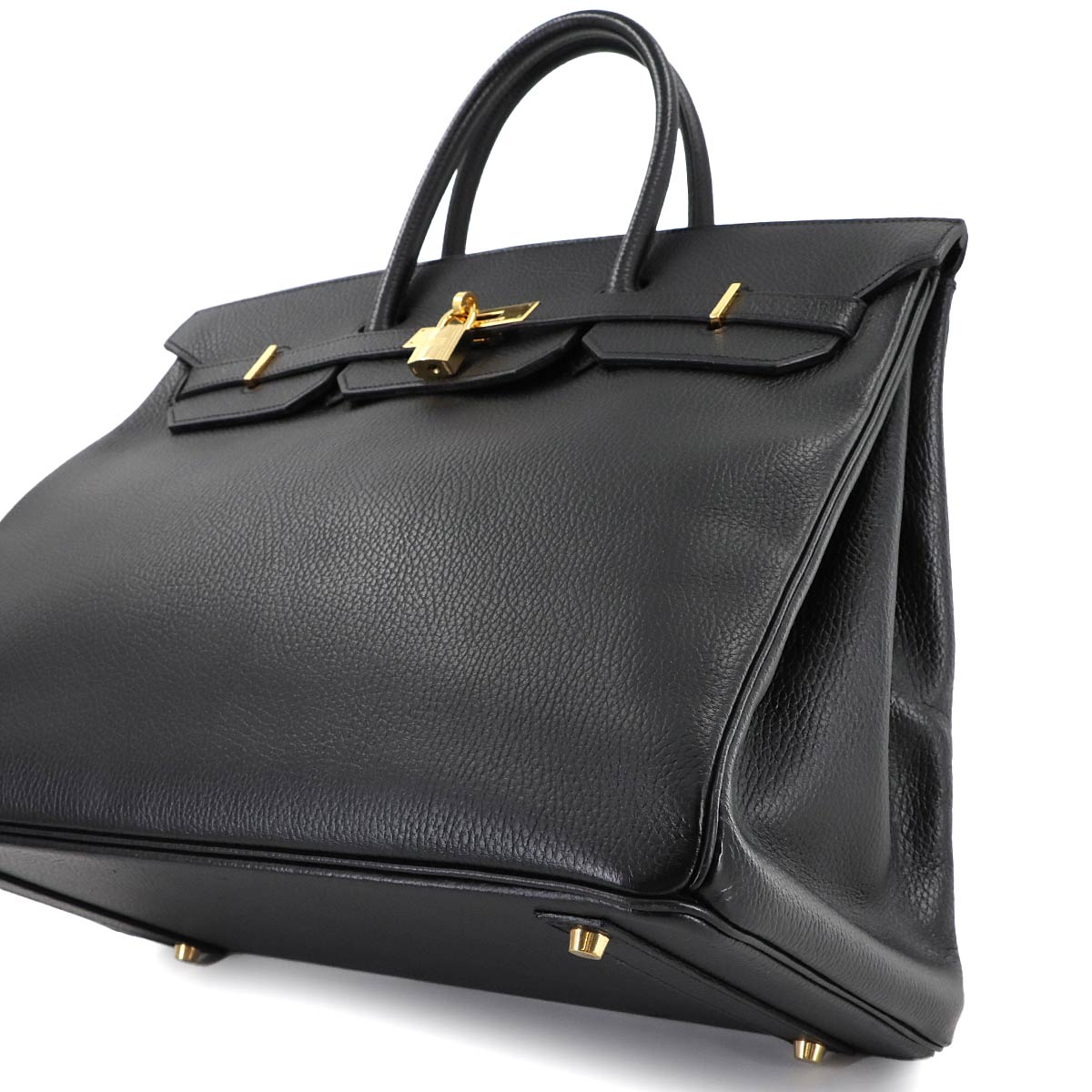 HERMES Birkin 40 Hand Bag Ardennes Leather Black Vintage Purse