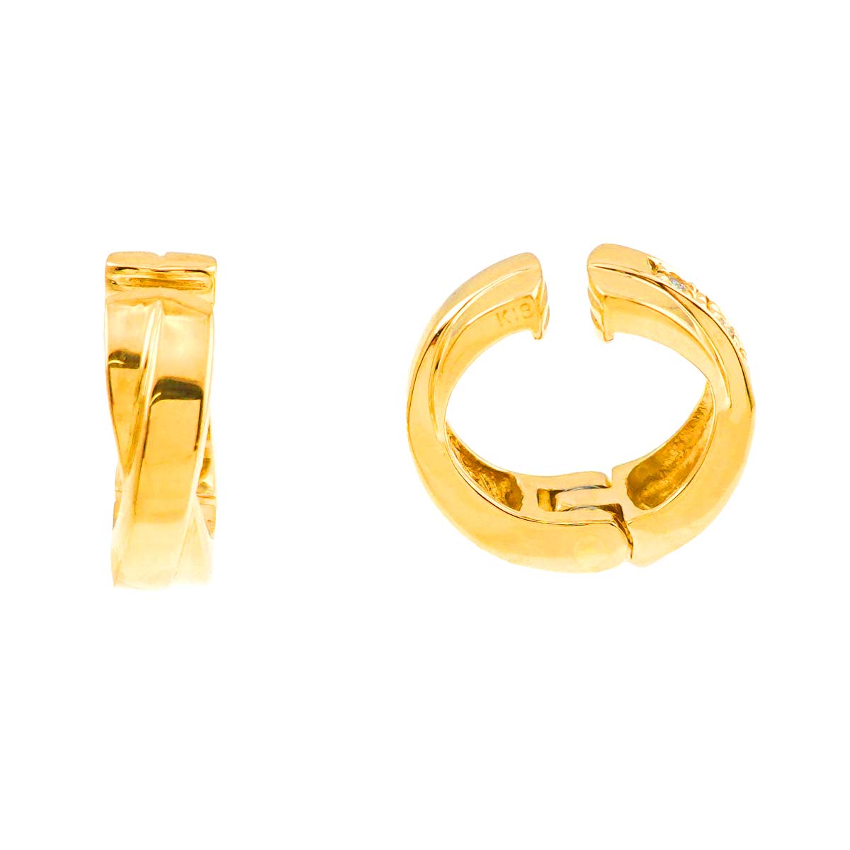 Diamond Earrings 18K K18 YG 750