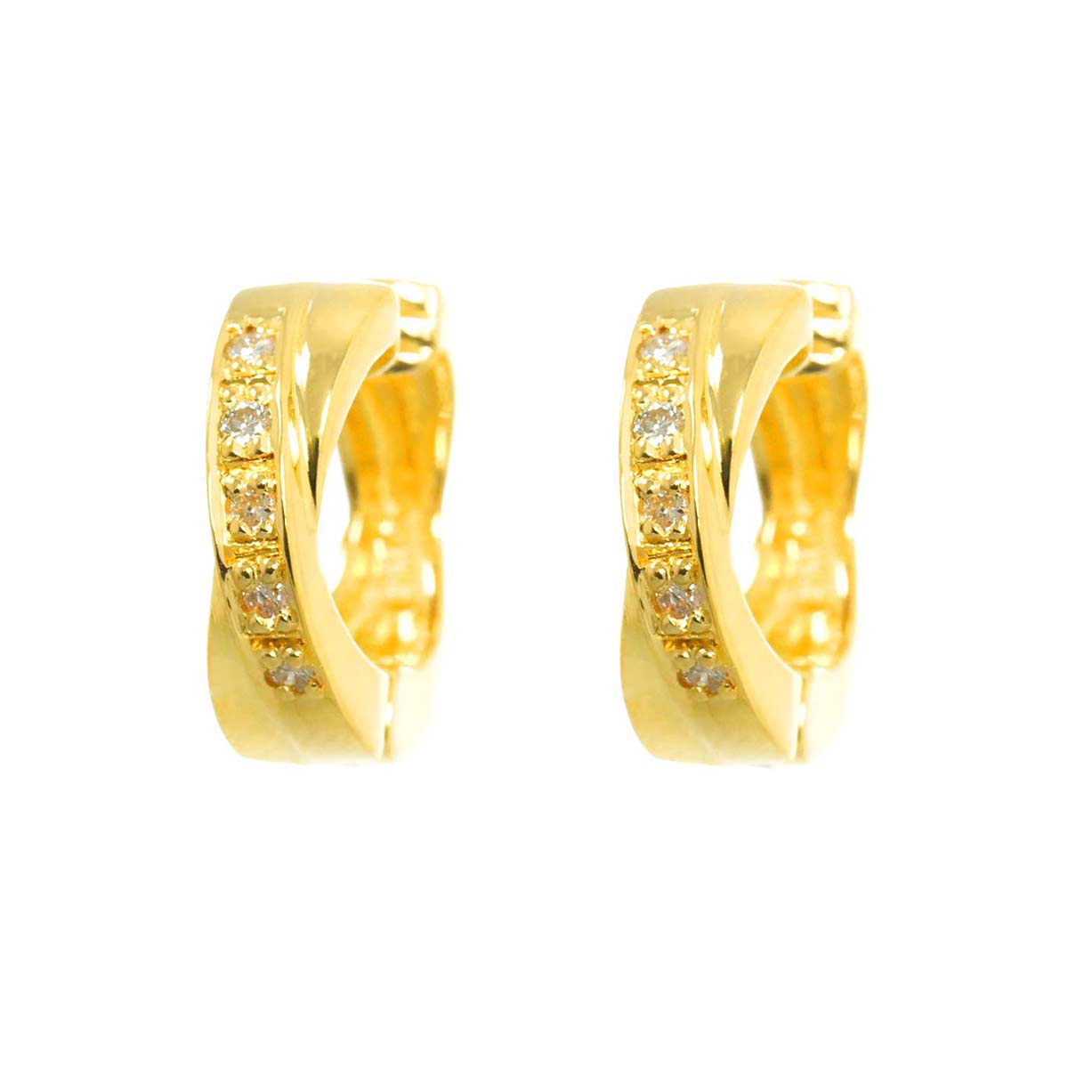 Diamond Earrings 18K K18 YG 750