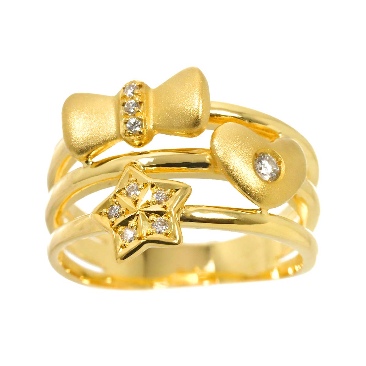 Diamond 0.10ct Ring 18K YG Yellow Gold 750 7.25-7.5(US)