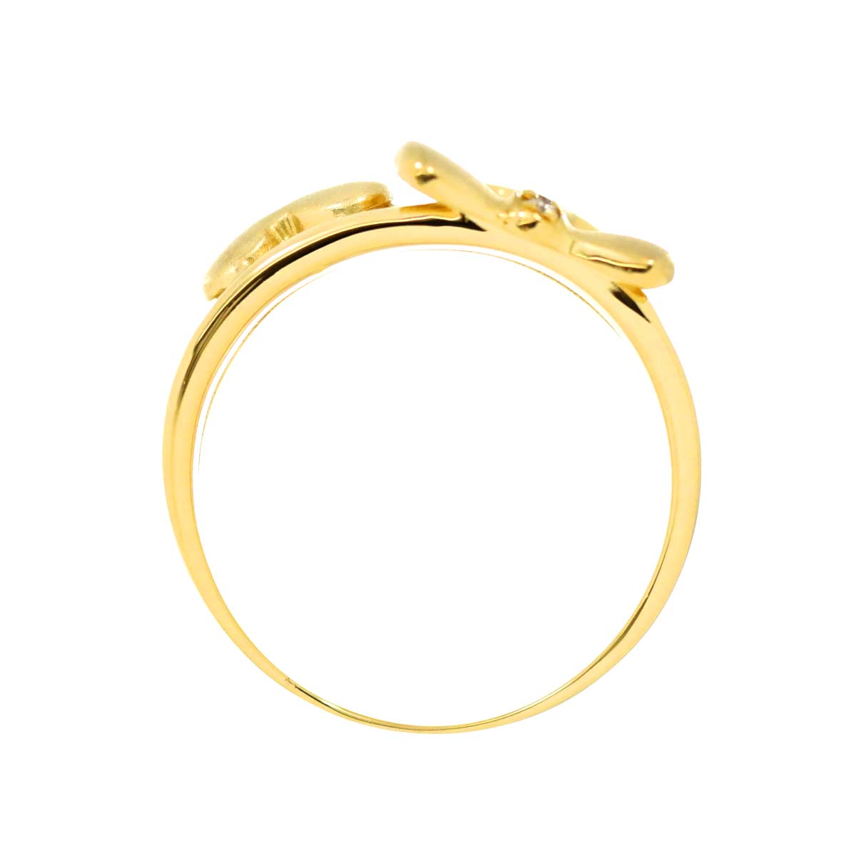 Diamond 0.10ct Ring 18K YG Yellow Gold 750 7.25-7.5(US)