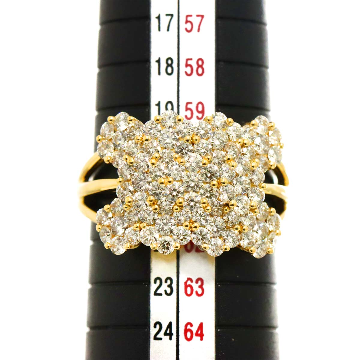 Diamond 2.07ct Ring 18K YG Yellow Gold 750 9.5(US)