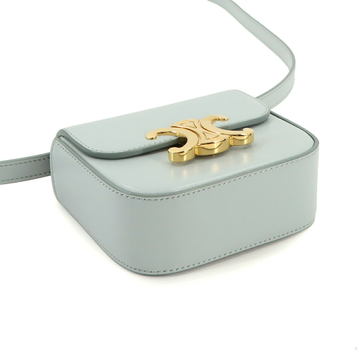 Triomphe Claude Mini Shoulder Bag Leather Ice Blue 10I513DPV