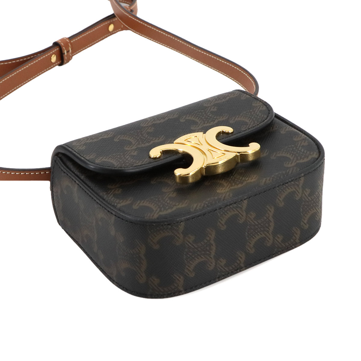 Triomphe Mini Claude Shoulder Bag PVC Leather Tan 10I512DQB 90280660