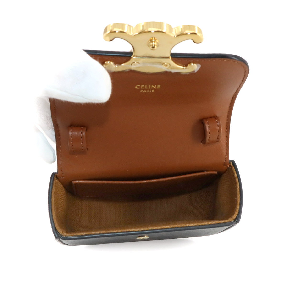 Triomphe Mini Claude Shoulder Bag PVC Leather Tan 10I512DQB 90280660