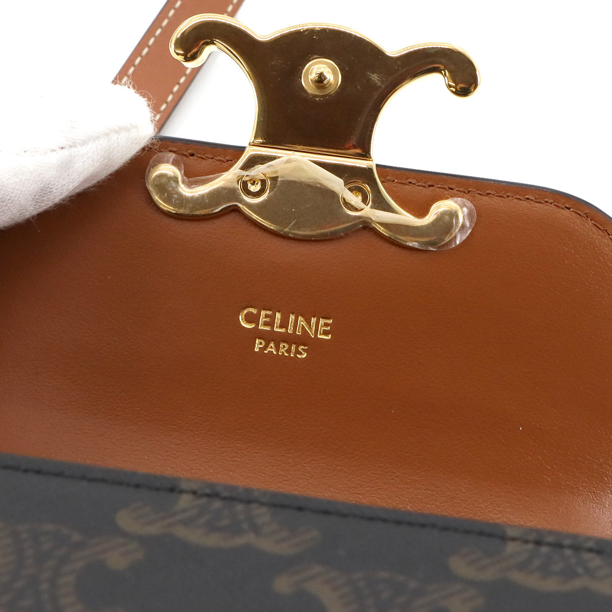 Triomphe Mini Claude Shoulder Bag PVC Leather Tan 10I512DQB 90280660