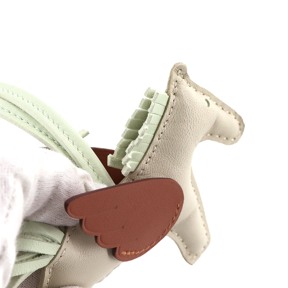 Rodeo Pegasu PM Bag Charm Agneau Milo Swift Craie Vert Fizz