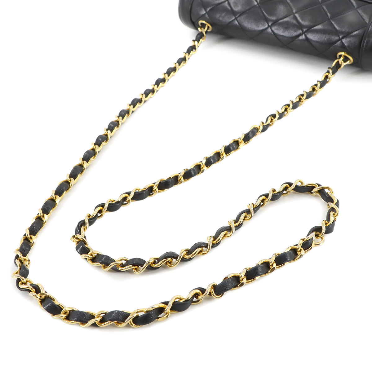 Matelasse Chain Shoulder Bag Leather Black Vintage Purse